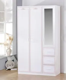 HomeBox Hazel 3-Door Wardrobe with 3-Drawers and Mirror