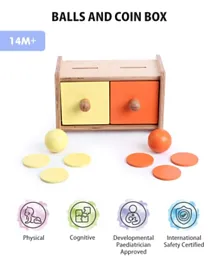 إنتيلي بيبي - لعبة صندوق كرات خشبية والعملات المعدنية مستوى 7 - متعدد الألوان