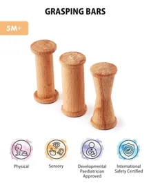 Intellibaby Wooden Grasping Bars Brown - 3 Pieces