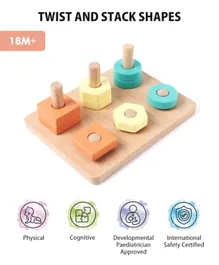 IntelliBaby Wooden Twist & Stack Shapes Level 9 Multi Color - 10 Pieces