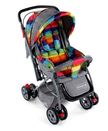 Babyhug Cosy Cosmo Stroller With Reversible Handle and Back Pocket - Vibgyor
