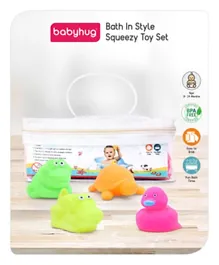 Babyhug Bath In Style Squeezy Toy Set Aquatic Animals Pack of 4 (Color May Vary)