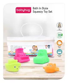 Babyhug Bath In Style Squeezy Toy Set Vehicles Pack of 4 (Color May Vary)