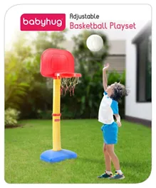 يبي هاغ - مجموعة لعب كرة السلة مع حامل قابل للتعديل - أحمر وأصفر