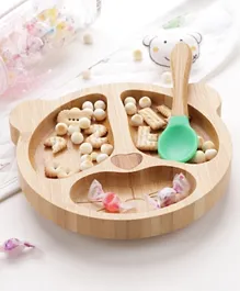 3 Compartment Section Plate with Spoon - Green