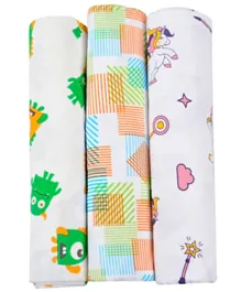Wonder Wee Baby Swaddle Blanket For Kids Pack of 3 - Multicolour