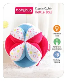 Babyhug Classic Clutch Rattle Ball - Red/Blue/White