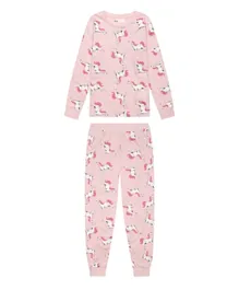 Minoti 2 Piece All Over Printed  Unicorns Pyjama Set - Pink