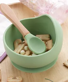 Classic Suction Bowl & Spoon Set Green - 2 Pieces