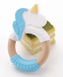 Unicorn Wooden & Silicone Teether - Cerulean
