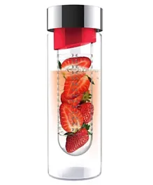 Asobu Flavor It Glass Water Bottle With Fruit Infuser Red - 600 ml