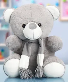 Babyhug Plush Teddy Bear with Muffler Soft Toy Grey - 40 cm