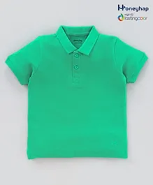 Honeyhap 100% Cotton Half Sleeves T-Shirt with High IQ Lasting Colors Solid - Green