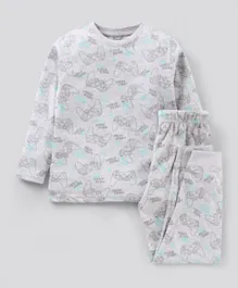Primo Gino Full Sleeves T-Shirt & Pyjama Set Video Game Print - Melange Grey