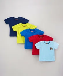 Babyhug Half Sleeves T-shirt Animal Print Pack of 5 - Multicolour