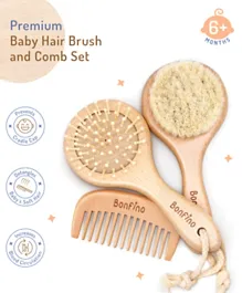 Bonfino Brush & Comb Brown - 3 Pieces