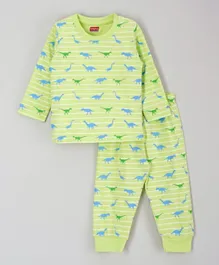 Babyhug Full Sleeves Pyjama Set Dino Print - Green