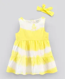 Bonfino Sleeveless Tye & Dye Dress With Headband - Yellow