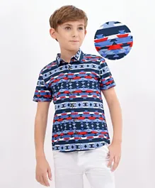 بريمو جينو قميص قطني بأكمام نصفية مطبوع - متعدد الألوان