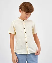 Primo Gino Half Sleeves Cotton Solid Shirt - Yellow