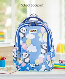 School Backpack Little Panda Print Blue - 15 Inches