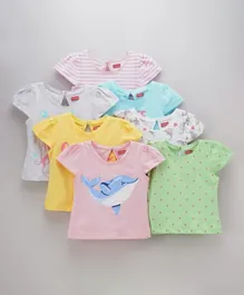 Babyhug Half Sleeves Tee Printed Pack of 7- Multicolor