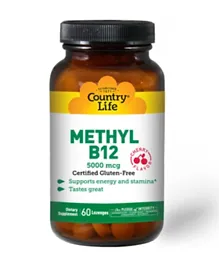 Country Life Methyl B12 5000 mcg Cherry Flavor Lozenges - 60 Tablets