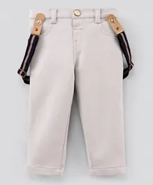 Bonfino Ankle Length Solid Trousers with Suspender - Grey
