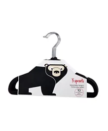 3 Sprouts Non Slip Hangers Bear Pack of 10 - Black
