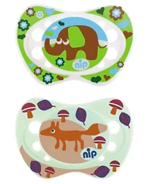 Nip Fox & Elephant Life Silicone Soothers - Pack of 2
