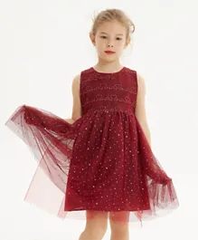 SAPS Cute Heart Embroidered Dress - Red