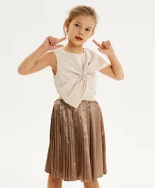 SAPS Pleated Skirt And Bow Detail Top Set - Baby Pink