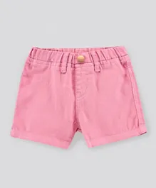 Bonfino Above Knee Length Denim Washed Shorts - Pink
