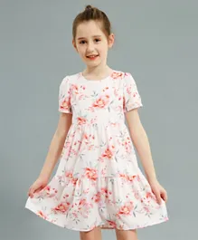 سابس فستان بتصميم واسع مزين بالزهور - وردي