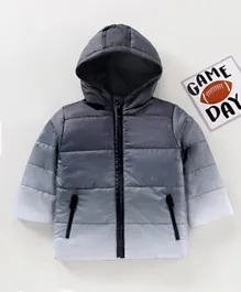 Babyhug Full Sleeves Color Block Hooded Jacket- Navy White