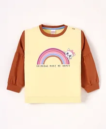 Babyhug Full Sleeves Sweatshirt Rainbow Print - Brown