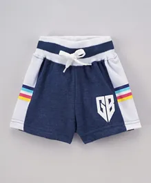 Game Begins Graphic Detail Striped Shorts  - Blue