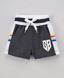 Game Begins Graphic Detail Striped Shorts  - Grey