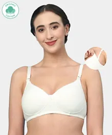 ECOMAMA Organic Antimicrobial Padded Non Wired Solid Feeding Bra - White