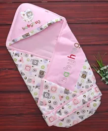 Babyhug Hooded Wrapper Animal Print - Pink