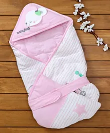 Babyhug Hooded Wrapper Convertible Sleeping Bag Striped - Pink