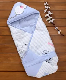 Babyhug Hooded Wrapper Convertible Sleeping Bag  Striped - Blue