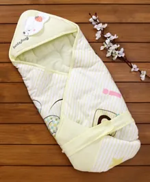 Babyhug Hooded Wrapper Convertible Sleeping Bag  Striped - Yellow