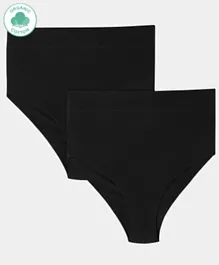 ECOMAMA Organic Cotton Anti Microbial Soft Over The Bump Panties Pack of 2 - Black
