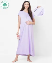 ECOMAMA Organic Healthy Cap Sleeves Maternity Nighty - Purple