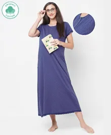 ECOMAMA Organic Healthy Cap Sleeves Maternity Nighty Dots Print - Blue