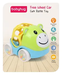 Babyhug Free Wheel Car   Hippo Rattle Toy - Green