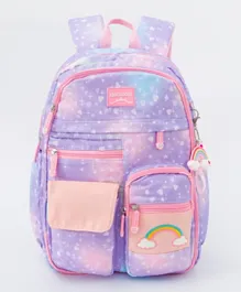 Rainbow Embroidered Backpack Purple - 12 Inches