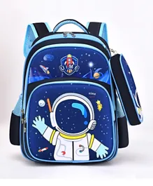 Bonfino Astronaut Backpack for Boys - Pencil Pouch Included, Cushioned, Dirt-Resistant, Blue 16'