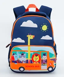 حقيبة ظهر بطبعة حافلة مدرسية مرحة - كحلي - 11.4 بوصة